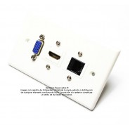 Placa Tapa VGA + HDMI 1.4 + Jack RJ45 Cat6 ponchable ABS